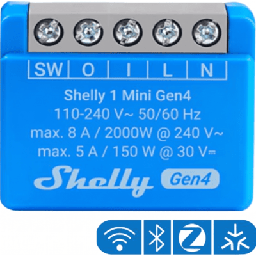 Relevador inteligente Shelly 1 Mini Gen4 8A contacto seco