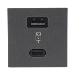 Módulo cargador USB Simon SM-2USB-N A+C 30W negro