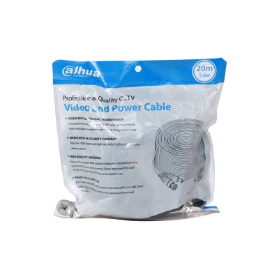 DAHUA DH-PFM942I-20-5 - Cable de 20 Metros Armado para Video y Energía/ Para Camaras Hasta 4k/ con Conectores BNC y de Energía/ Uso Exterior e Interior/ Cobre de Alta Pureza/ Soporta: AHD/CVI/TVI/CVBS/ DH-PFM942I-20-5 