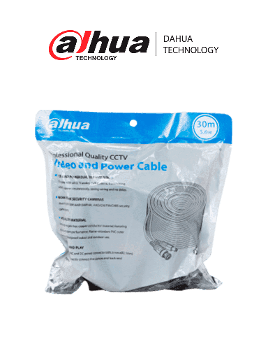 DAHUA DH-PFM942I-30-5 - Cable de 30 Metros Armado para Video y Energía/ Para Camaras Hasta 4k/ con Conectores BNC y de Energía/ Uso Exterior e Interior/ Cobre de Alta Pureza/ Soporta: AHD/CVI/TVI/CVBS/  DH-PFM942I-30-5