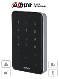 DAHUA ASR2101A-D - Lectora de Tarjetas ID con Teclado para Panel de Control de Acceso/ Uso Exterior/ Soporta Comunicación Wiegand y RS-485/ Modos de desbloqueo: Tarjeta y Codigo/ Alarma Anti-manipulación/ IP66/ Zumbador e Indicador de Aviso/ #LoNuevo DHI-ASR2101A-D