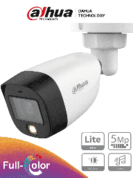 DAHUA HAC-HFW1509CN-A-LED - Cámara Bullet Full Color de 5 Megapixeles/ Lente de 2.8 mm/ 112 Grados de Apertura/ Microfono Integrado/ Leds para 20 Mts/ WDR de 120 dB/ Starlight/ IP67/ #FullColor  DH-HAC-HFW1509CN-A-LED