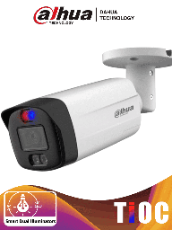 DAHUA HAC-ME1509THN-A-PV-S2 - Camara Bullet TioC de 5 Megapixeles/ Iluminador Dual Inteligente+Disuasión Activa con Luz Roja y Azul/ Lente de 2.8mm/ 111 Grados/ 40 Metros de Iluminación IR y Visible/ Micrófono Integrado/ WDR Real de 120 dB/ #LoNuevo DH-HAC-ME1509THN-A-PV-0280B-S2