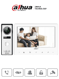 DAHUA KTA02 - Kit de Videoportero Analógico/ Monitor con Pantalla de 7 Pulgadas/ Botones Touch/ Frente de Calle con Camara de 1.3 Megapixeles/ DWDR/ IP66/ Apertura de Puerta/ Soporta Hasta 2 Frentes de Calle + 3 Monitores/ DHI-KTA02