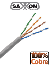 Bobina cable UTP Cat5e SAXXON OUTPCAT5E100M cobre 100m gris