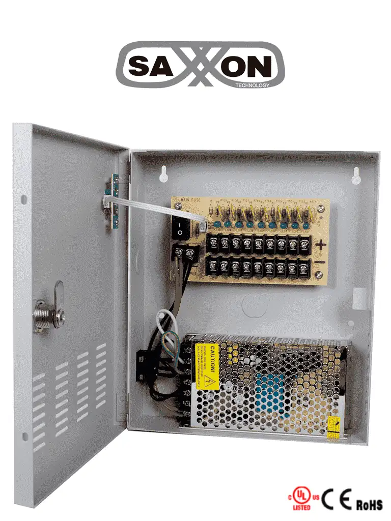 Fuente de poder SAXXON PSU1210-D9 12V 10A 9 canales