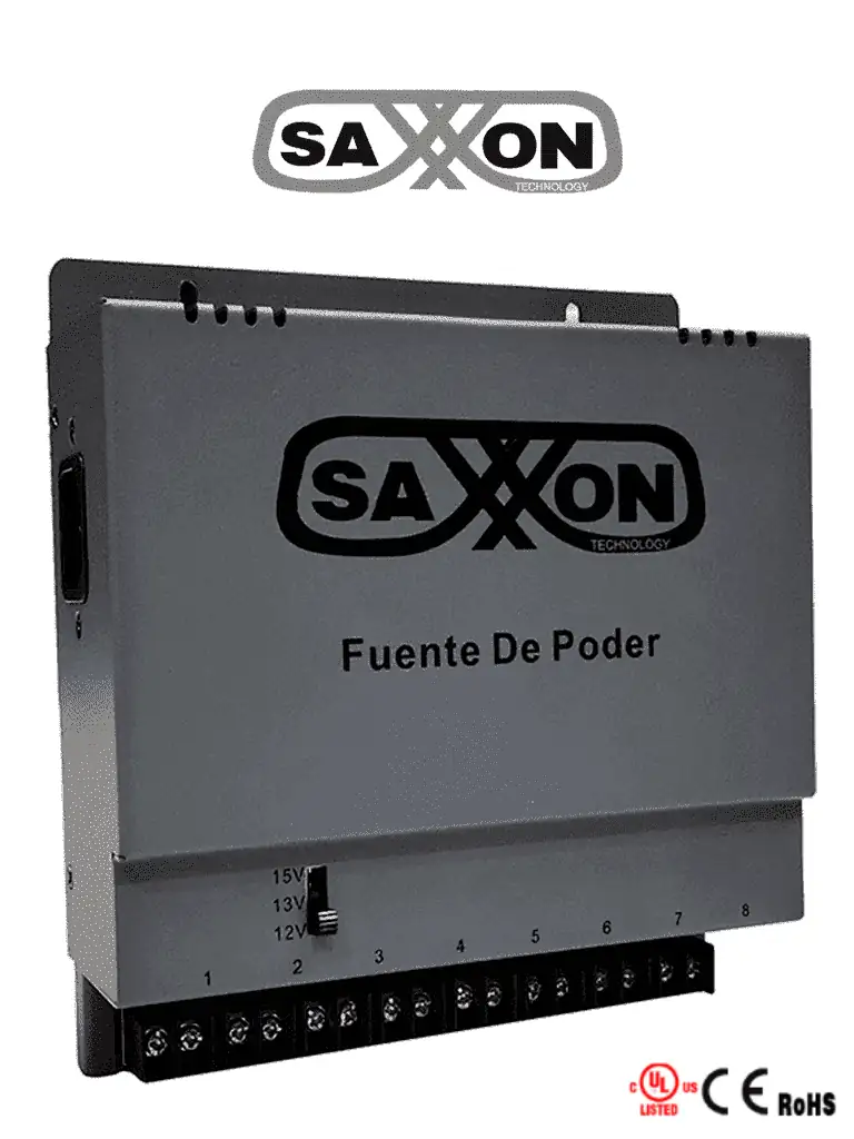 Fuente de poder SAXXON PSU1208A 12-15VCD 8A 8 canales