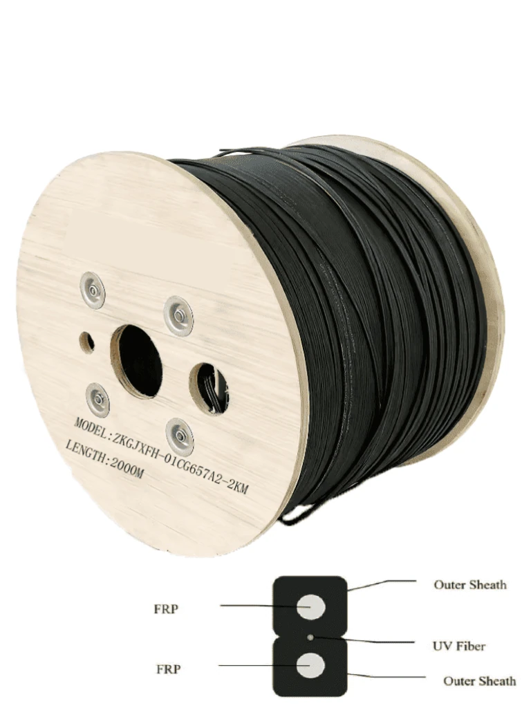 Cable fibra óptica Drop TCE ZKGJXFH-01CG657A2-2KM 1 hilo 2 km