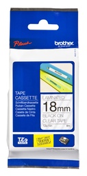 Cinta etiqueta Brother TZE141 18mm transparente negro