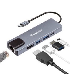 Docking station USB-C BROBOTIX 6000694 5 en 1 HDMI 4K RJ45