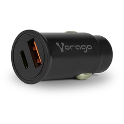 Cargador para auto Vorago AU-305-BK USB-C PD 20W QC 3.0