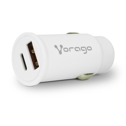 Cargador para auto Vorago AU-305-WH USB-C PD 20W QC 3.0