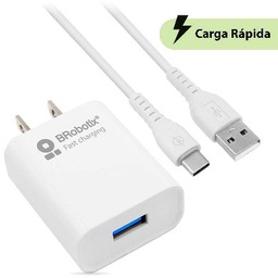 Cargador USB Brobotix 6001318 con cable USB-C blanco