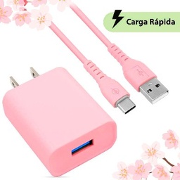 Cargador USB Brobotix 6001332 con cable USB-C rosa