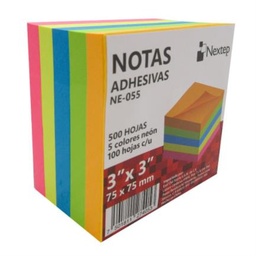 Notas adhesivas Nextep 3x3" neón 500 hojas