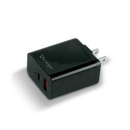 Cargador de pared Vorago AU-350-BK 20W USB-A y USB-C