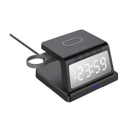 Cargador inalámbrico Acteck CI730 15W 3 en 1 con reloj