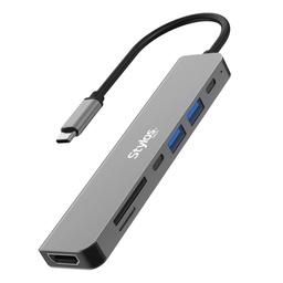 Hub USB-C Stylos STCBHUB71G 7 en 1 HDMI 4K SD