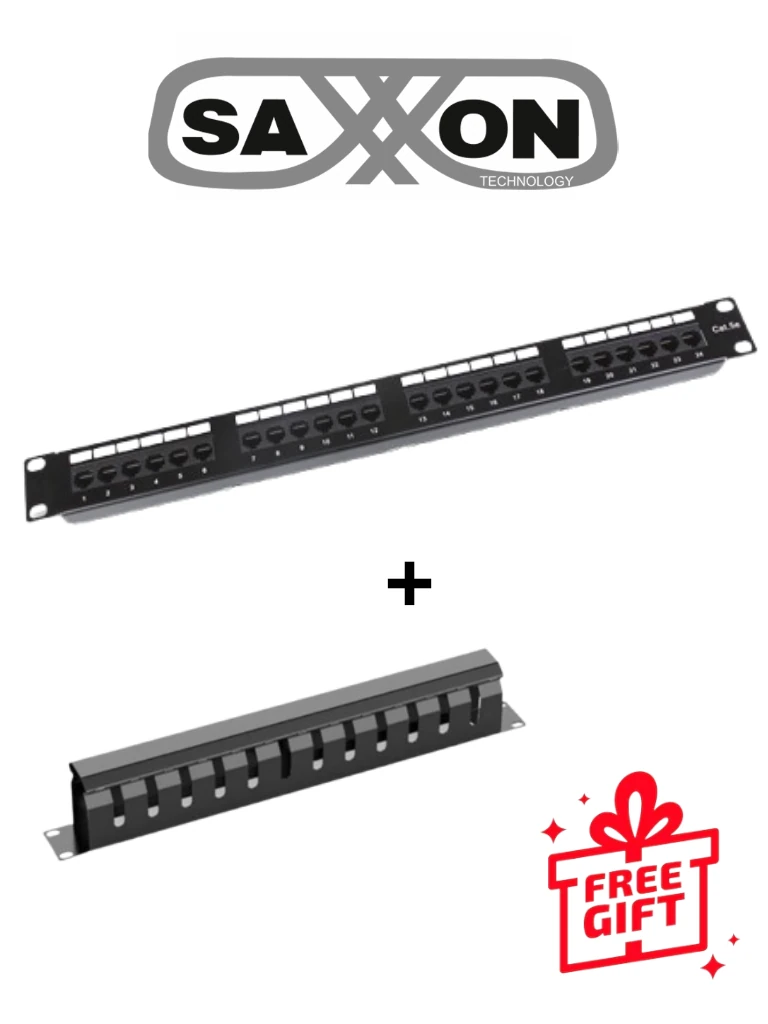 Kit patch panel Saxxon P19724N5 Cat5e 24 puertos 1U