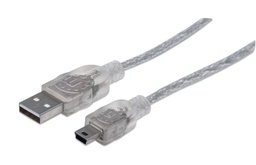 Cable USB 2.0 Manhattan 333412 A a Mini-B 1.8 m plata