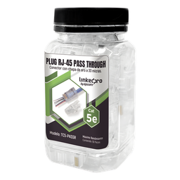Plug RJ45 Cat5e LinkedPro TC5PASSR pass through con alivio