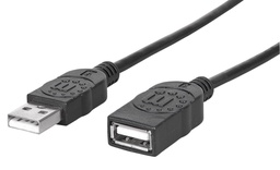Cable extensión USB 2.0 Manhattan 338653 1.8 m negro