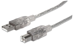 Cable USB 2.0 Manhattan 345408 A macho a B macho 5 m plata