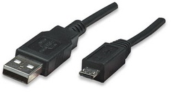 Cable USB 2.0 Manhattan 307178 A a Micro-B 1.8 m negro