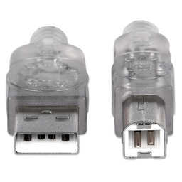 Cable USB 2.0 Manhattan 340458 A macho a B macho 3 m plata