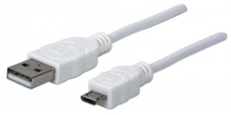 Cable USB 2.0 Manhattan 324069 A a Micro-B 1.8 m blanco