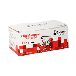 Clips mariposa Nextep NE-042B niquelados 40 mm 50 piezas