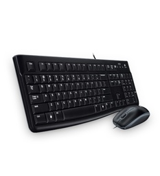 Kit teclado y mouse Logitech MK120 alámbrico USB negro