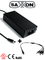 Fuente SAXXON PSU1205DPAQD 12 VCD 5 A con divisor 4 salidas
