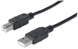 Cable USB 2.0 Manhattan 333368 A a B 1.8 m negro