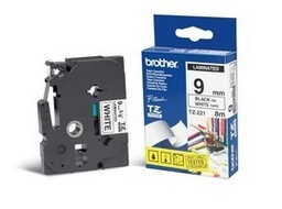 Cinta Brother TZe-221 etiquetas 9mm negro sobre blanco