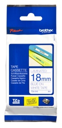 Cinta rotuladora Brother TZe243 18mm azul sobre blanco