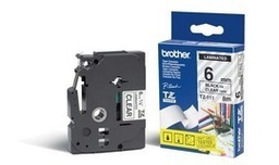 Cinta Brother TZE111 6mm negro sobre transparente 8m