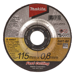 Disco de corte Makita B49507 4-1/2" inox y acero rápido