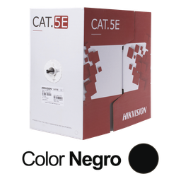 Bobina de Cable UTP 305 Mts / Cat 5E (24 AWG) / Color Negro / PE / Uso en Exterior / 100% Cobre / Aplicaciones de CCTV, Redes de Datos y Enlaces Inalámbricos