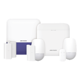 (AX PRO) KIT de Alarma AX PRO con GSM (3G/4G) / Incluye: 1 Hub con bateria de respaldo / 2 Sensores PIR / 3 Contactos MagnÈticos mini / 1 Control Remoto / 1 Sirena Inalambrica Exterior  / WiFi / Compatible con Hik-Connect P2P