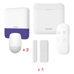 (AX PRO) KIT de Alarma AXP RO / Incluye: 1 Hub con bateria de respaldo / 2 Sensores PIR / 3 Contactos MagnÈticos mini / 1 Control Remoto / 1 Sirena Inalambrica Exterior  / WiFi / Compatible con Hik-Connect P2P