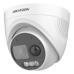 Turret TURBOHD 2 Megapixeles (1080p) / Imagen a color 24/7 / Lente 2.8 mm / Luz Blanca 20 mts / Exterior IP67 / WDR 130dB / Sensor PIR / Sirena Integrada / Estrobo ROJO - AZUL / Micrófono Integrado