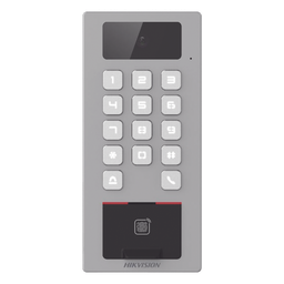 Lector Biometrico con Teclado para Exterior Antivand·lico IP65 & IK09 con funciÛn de Videoportero Multiapartamento /  Huella, Tarjeta, CÛdigo QR, PIN o App HikConnect  / C·mara 2 MP compatible con DVRs y NVRs
